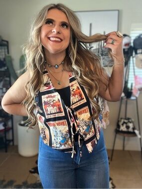 Women's Printed Cowboy Stamp vest